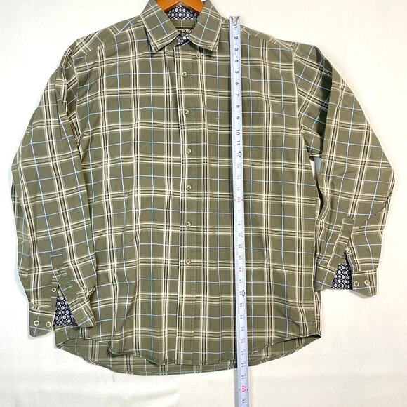 Stetson Men's Plaid Button-Up Shirt Contrasting Cuff and Collar Trim - Size L - Picture 8 of 10